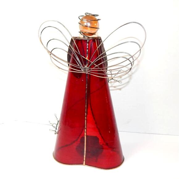 Beautiful Large Stain Glass Tea Light Candle Angel - Picture 4 of 10